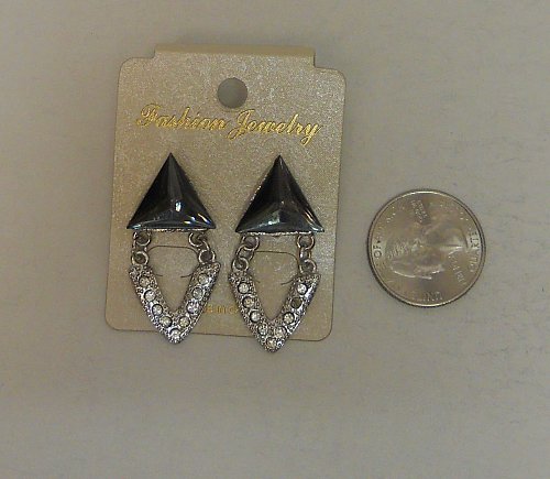 Women Fashion Drop Dangle Earrings Silver Tones Rhinestones FASHION JEWELRY