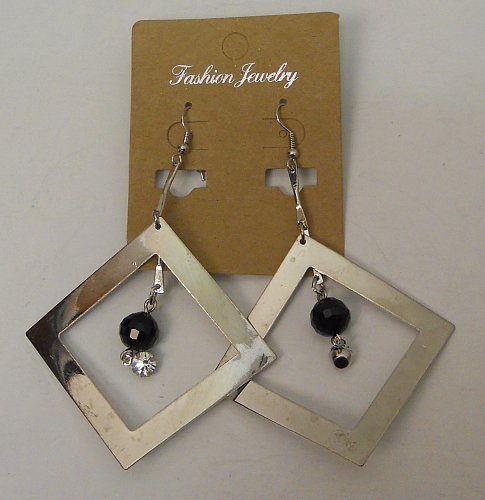 Women Fashion Drop Dangle Earrings Silver Squares Rhinestones Beads FASHION JEWE