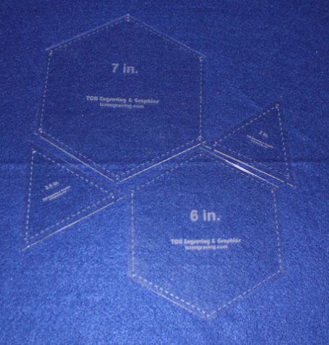 Quilt Templates-4 Piece Set- Hexagons 6" & 7" & Equilateral Triangles 1/8"