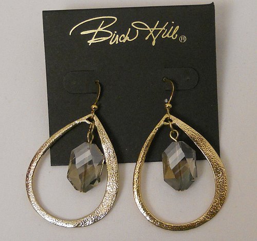 Women Fashion Drop Dangle Earrings Gold Teardrops Crystal Center BIRCH HILL Hook