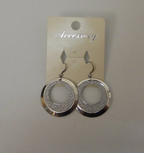 Womens Fashion Earrings Silver Plated Glitter Round Circles Drop Dangle Hooks