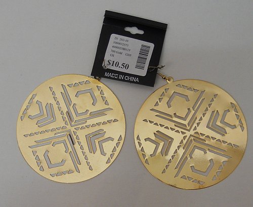 Unisex Fashion Earrings DEB Gold Large Round Drop Dangle Hook Closure Mixed Meta