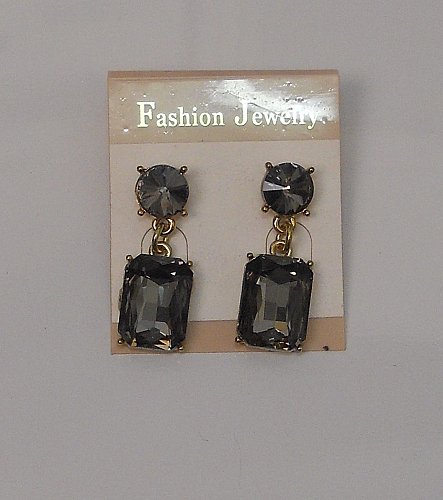 Women Earrings Fashion Drop Dangle Square Rhinestones Push Backs Fasteners FASHI