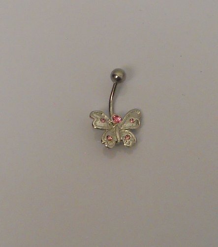Women Belly Body Ring Fashion Butterfly Silver Pink Rhinestones FASHION JEWELRY