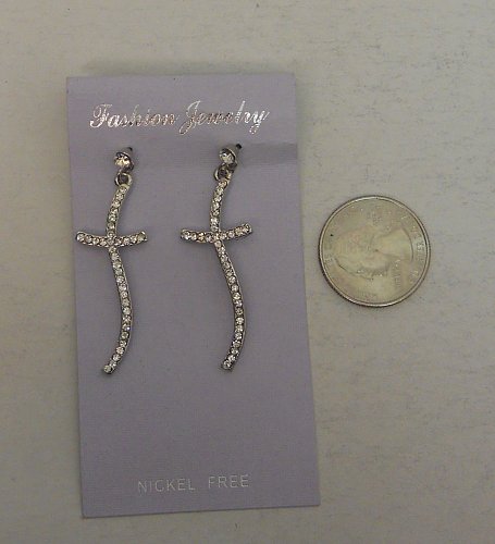 Women Earrings Crosses Rhinestone Push Backs Fashion Drop Dangle FASHION JEWELRY