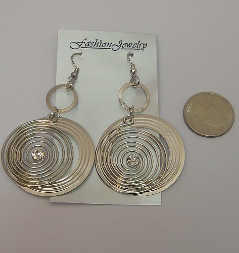 Women Earrings Multi Rings Fashion Drop Dangle Hook Fasteners Silver Tones FASHI