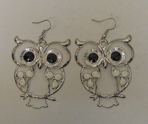 Women Drop Dangle Fashion Earrings Owls Silver Tones FASHION JEWELRY Hook