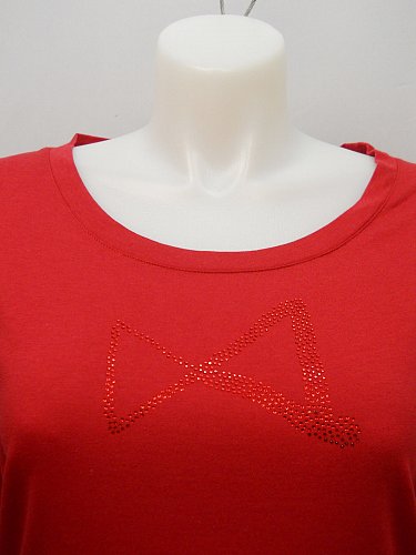 Women Sleep Shirt SIZE L HUE SLEEPWEAR Scoop Neck Solid Red Long Sleeves Pullove