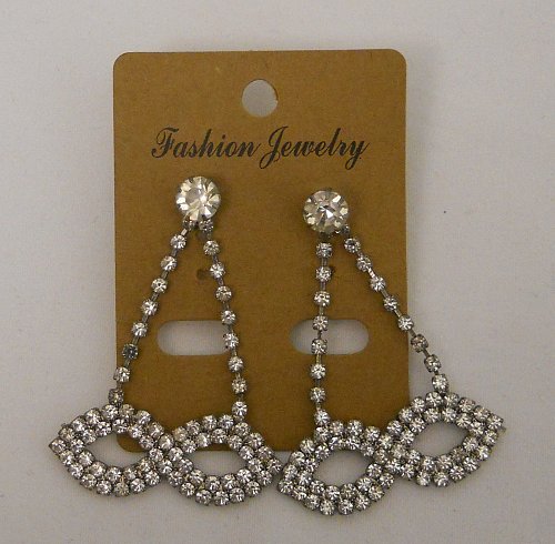 Womens Fashion Earrings Chandelier Silver Tones Rhinestones FASHION JEWELRY