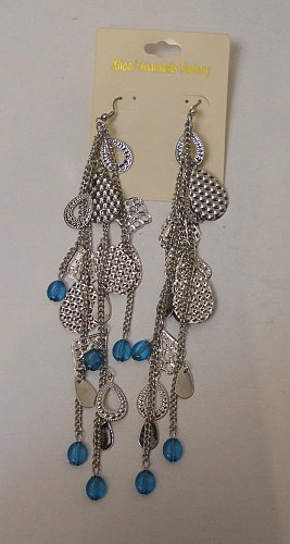 Women Fashion Earrings Drop Dangle Silver Teardrops Teal Beads XILOO Hook