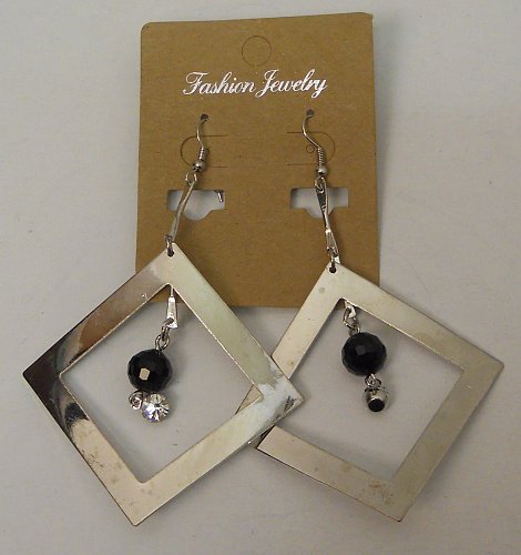 Women Fashion Drop Dangle Earrings Silver Squares Rhinestones Beads FASHION JEWE