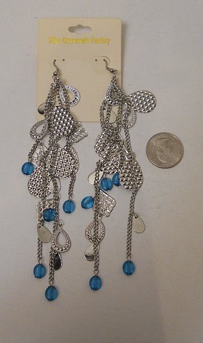 Women Fashion Earrings Drop Dangle Silver Teardrops Teal Beads XILOO Hook