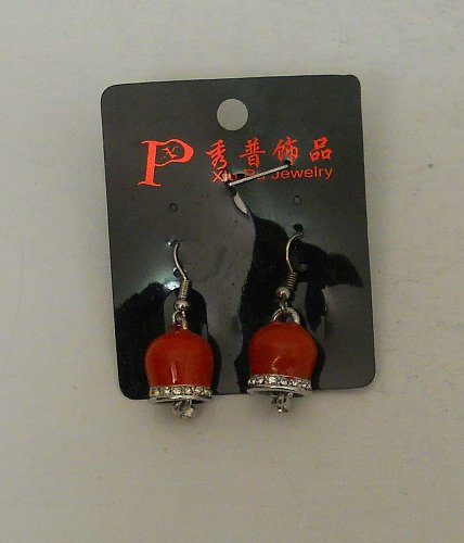 Women Earrings Red Bells Rhinestones Fashion Drop Dangle Hook XIU PU JEWELRY