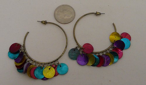 Women Fashion Hoops Earrings Brassy Festival Multi Color Beads EMERSON Push Back