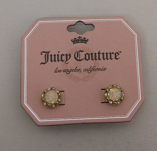 Juicy Couture Women Fashion Stud Earrings Rhinestones Push Backs