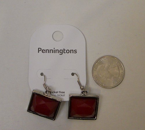 Women Fashion Drop Dangle Earrings PENNINGTON Silver Hook Burgundy Beads