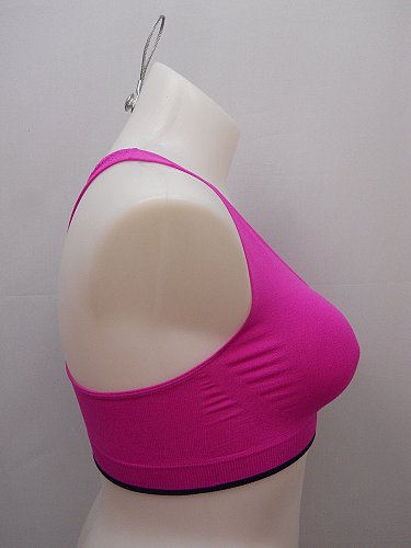 BRA XL Women Sports Bra DANSKIN Solid Pink Breathable Seamless T-Back Low Impact