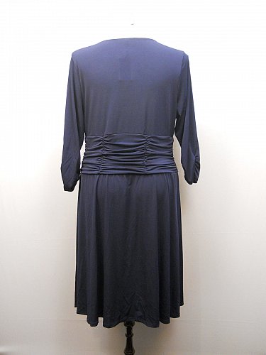 Women Dress NY COLLECTION PLUS SIZE 2X Solid Navy Blue ¾ Sleeves Ruched Waist