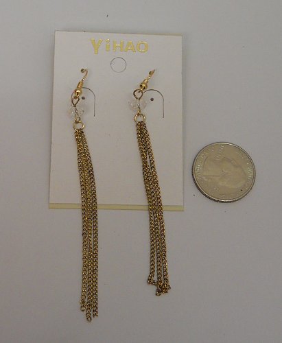 Women Earrings Gold Tones Metal Chains Hook Fasteners YIHAO Fashion Drop Dangle