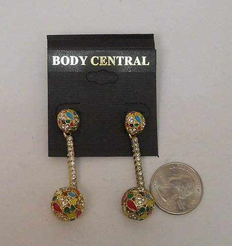 Women Fashion Drop Dangle Earrings Multi Color Rhinestones BODY CENTRAL Push Bac