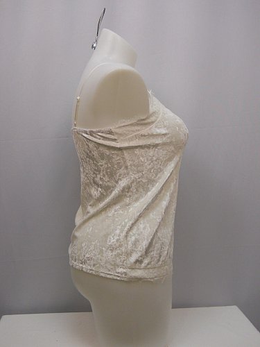 SIZE XXL Women Sexy Tank Camisole NO BOUNDARIES Solid Cream Crushed Faux Velvet