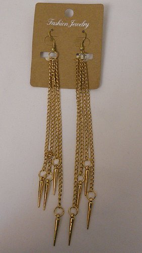 Unisex Gothic Earrings Fashion Drop Dangle Gold Chain Spear FASHION JEWELRY Hook