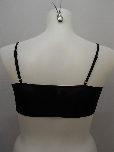 Women BRA Size M/L Seamless Bra NO BOUNDARIES Solid Black Padded Cups Lace Trim