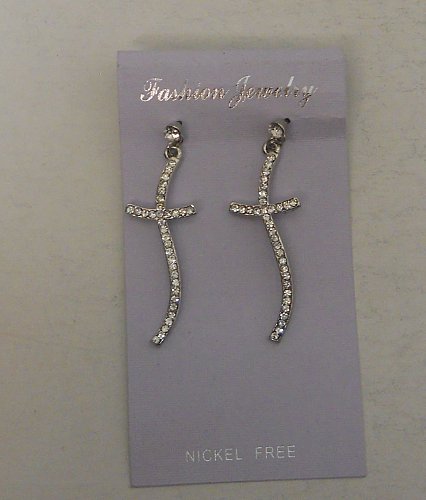 Women Earrings Crosses Rhinestone Push Backs Fashion Drop Dangle FASHION JEWELRY