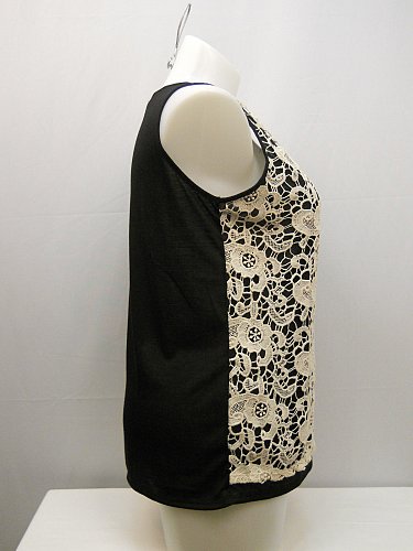 Womens Tank Cami Top SIZE XL FRENCH LAUNDRY Black Crochet Lace Overlay Sleeveles