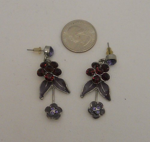 Womens Fashion Earrings Floral Rhinestones PRINCESS Drop Dangle Push Backs