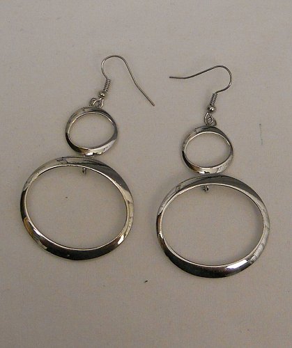 Womens Earrings Fashion Drop Dangle Circles Silver Tones PRINCESS Hook
