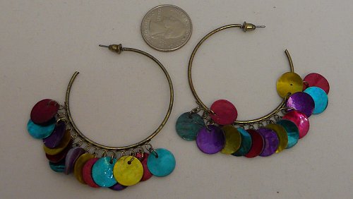 Women Fashion Hoops Earrings Brassy Festival Multi Color Beads EMERSON Push Back