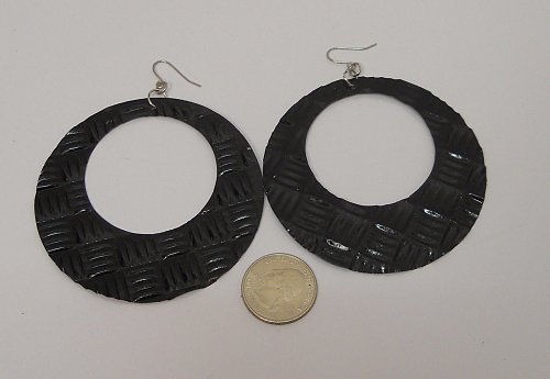 Women Earrings Fashion Drop Dangle Hoops Solid Black Hook Fasteners Unbranded