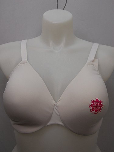 BRA 38DD Women Full Coverage Bra HANES Concealing Petals White Underwire Padded