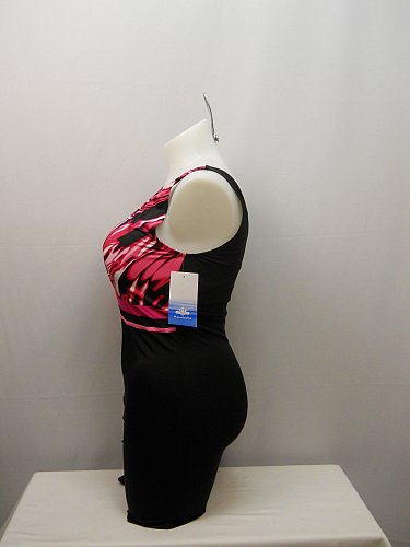 SIZE 22 Women 1PC Pink Ripples Aquatard AQUABELLE Black High Back Chlorine Resis