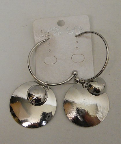 Women Fashion Drop Dangle Earrings Silver Tones Half Hoop Circles Push Backs LIN