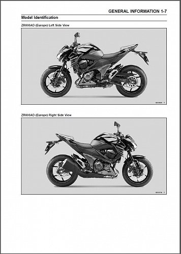 2013-2014-2015 Kawasaki Z800 ABS Service Manual on a CD