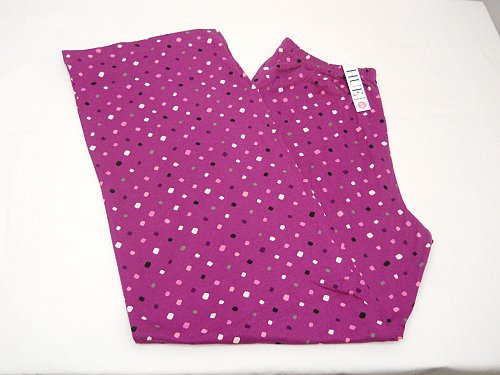 SIZE S Women Pajama Bottoms HUE INTIMATES Purple Geometric Straight Legs Elastic