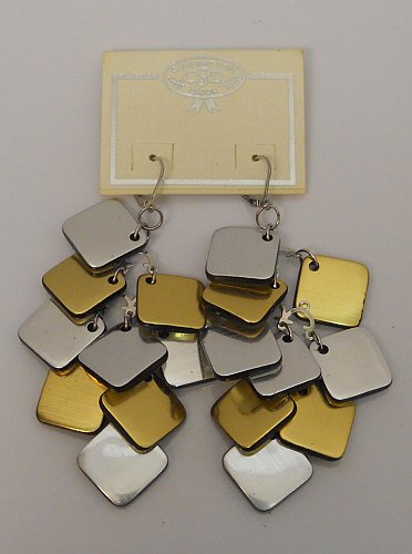 Women Fashion Drop Dangle Earrings Gold Silver Squares Leverback CATHERINE STEIN
