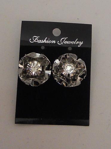 Womens Earrings Fashion Rhinestones Silver Floral Cluster FASHION JEWELRY Push B