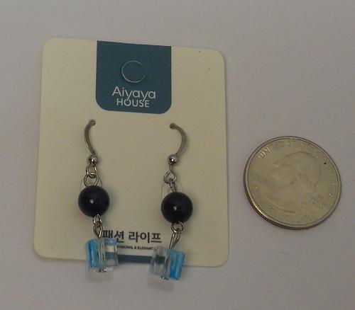 Square Bead Earrings Women Drop Dangle Silver Tones Hook Fasteners AIYAYA HOUSE