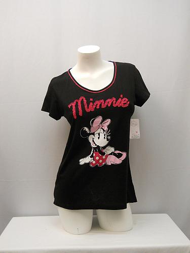 DISNEY Womens Sleepshirt SIZE M Minnie Graphic Black Short Sleeves Scoop Neck