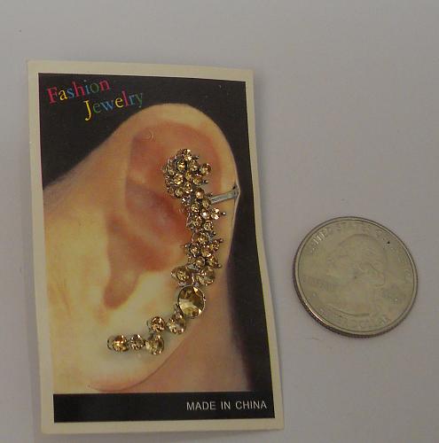 Climbers Earrings Women Gold Rhinestones Silver Tones Push Back FASHION