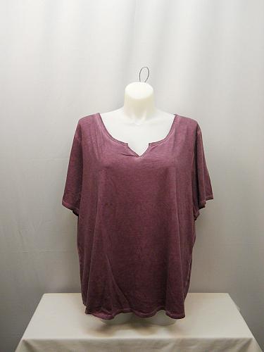 Women Notch Neck Tee T-Shirt PLUS SIZE 2X Solid Purple TERRA & SKY Short Sleeves