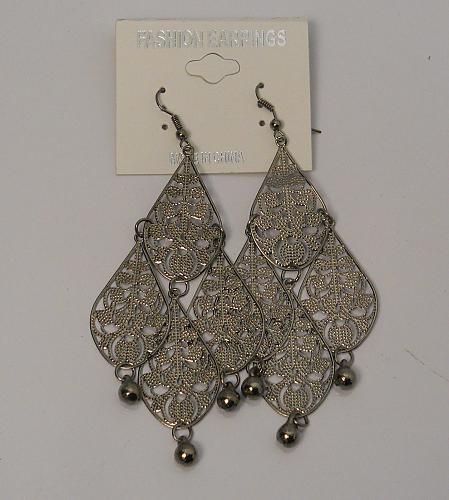 Women Fashion Earrings Silver Teardrops Beads Hook Fasteners Drop Dangle FASHION