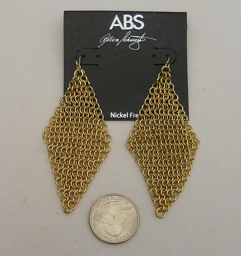 Womens Earrings ABS By Allen Schwartz Metallic Call Of The Wild Mesh MSRP $65