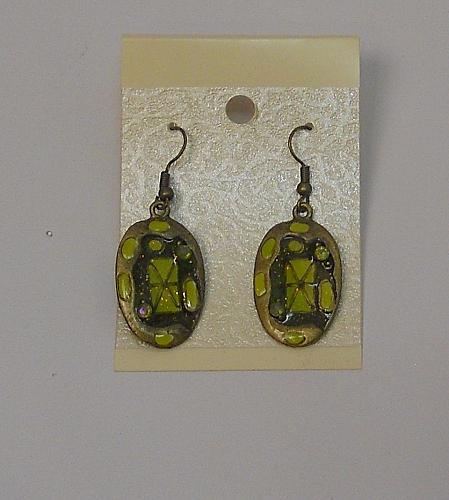 Earrings Women Yellow Oval Drop Dangle Rhinestones Gold Tones Hook Fasteners