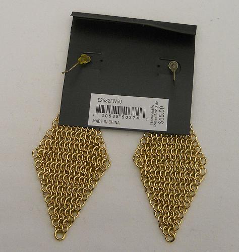 Womens Earrings ABS By Allen Schwartz Metallic Call Of The Wild Mesh MSRP $65