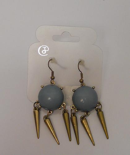 Women Earrings Blue Beads Gold Tones Fashion Drop Dangle Hook Fastener Unbranded