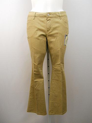 Women Bootcut Jeans PLUS SIZE 22WP Solid Khaki Button Zip 4 Pockets Inseam 30